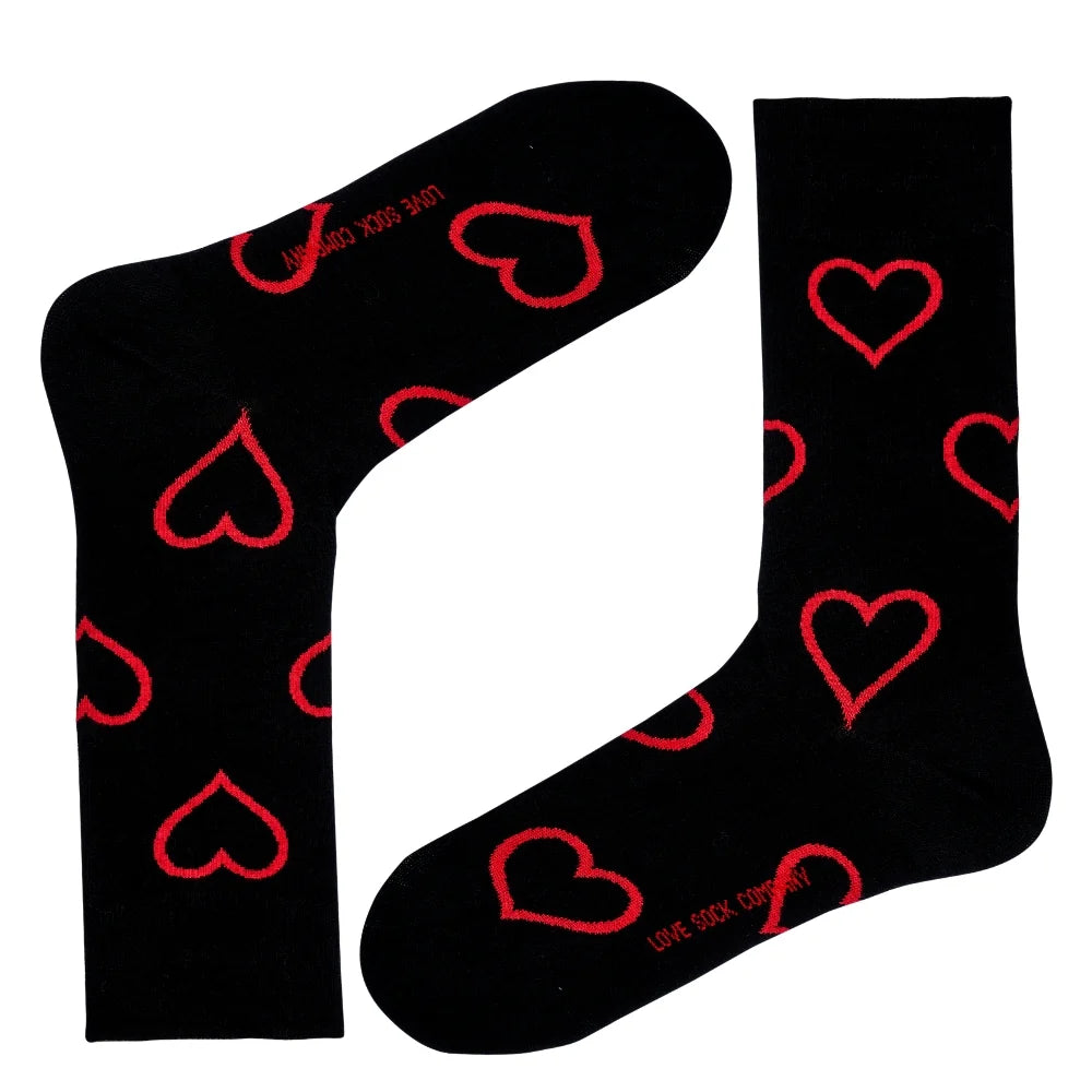 Big Heart Colorful fun patterned organic novelty black crew socks