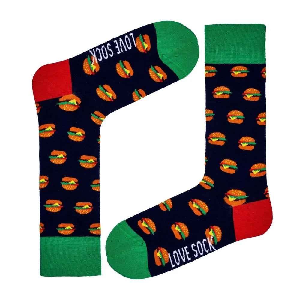 Love Sock Company Burger Novelty Crew Socks (Unisex)