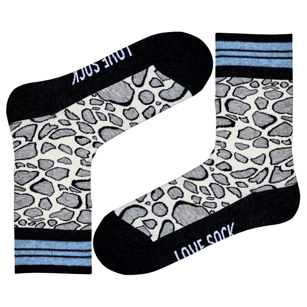 Leopard animal print fun patterned organic novelty crew socks for women