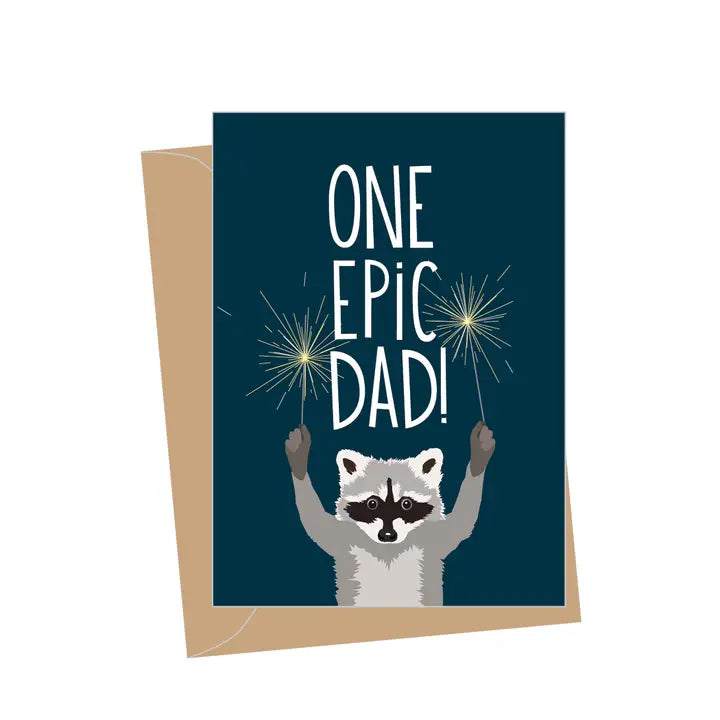 One Epic Dad Raccoon with Sparklers | Father's Day Mini Card