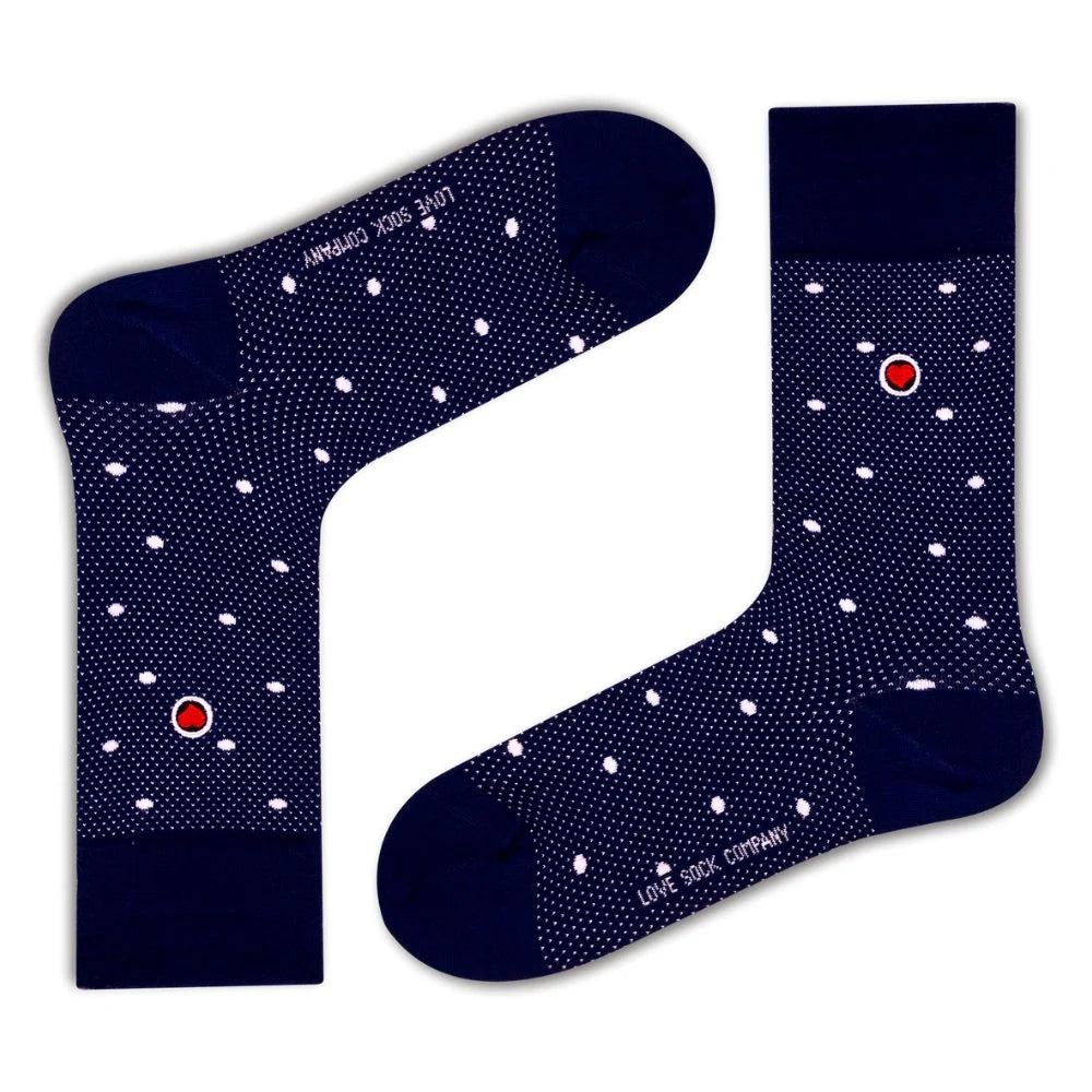 Polka Night Women's Luxury Crew Socks Navy Blue (W)