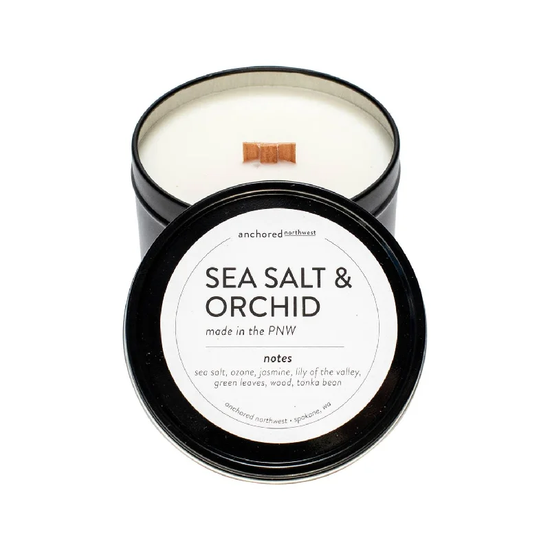 Sea Salt & Orchid | 6oz Wood Wick | Scented Soy Candle