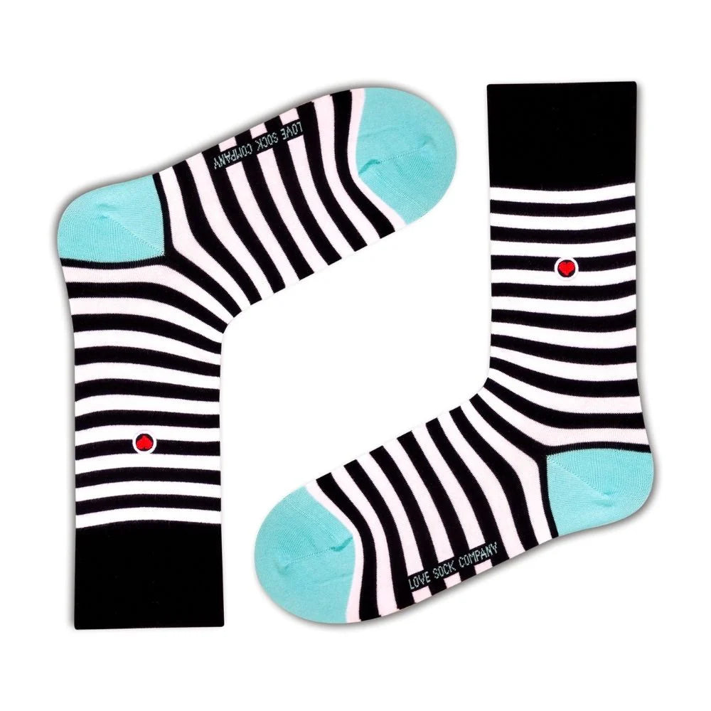 Striped Patterned Fun Crew Socks for Women Simplicity Socks Black (W)