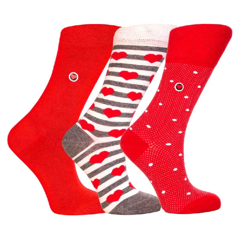 Women's Fun Socks Gift Set - Organic Cotton, Red Love