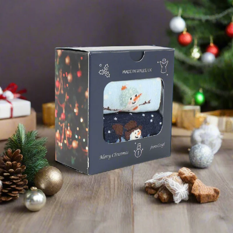 Women's 2-Pair Snowman Gift Box