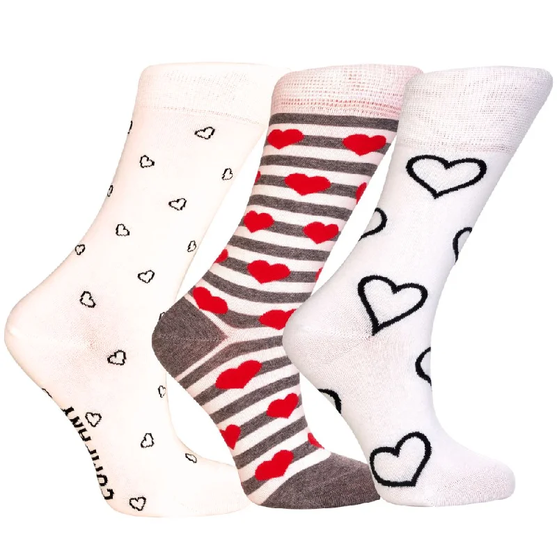 Women's Fun Hearts Dress Socks - Organic Cotton, Gift Pack