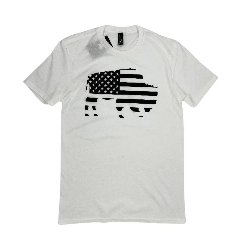 American Flag in Buffalo White Short Sleeve Shirt