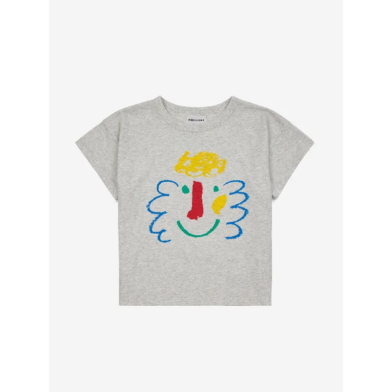 Bobo Choses Happy Mask T-Shirt Light Heather Grey