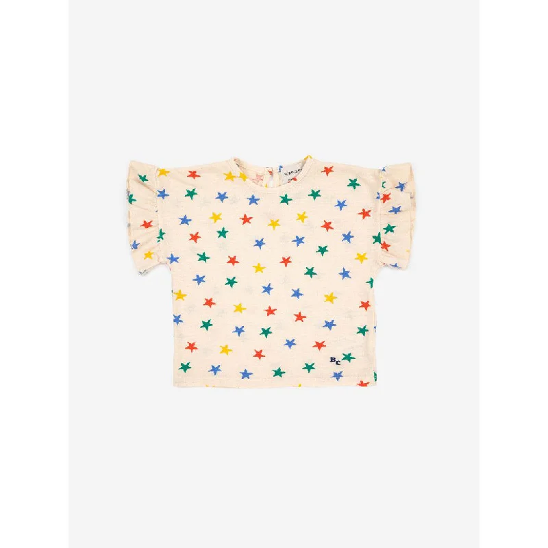 Bobo Choses Multicolor Stars All Over Ruffle T-Shirt