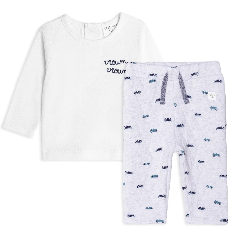 Carrément Beau T-Shirt And Pant Set Grey White