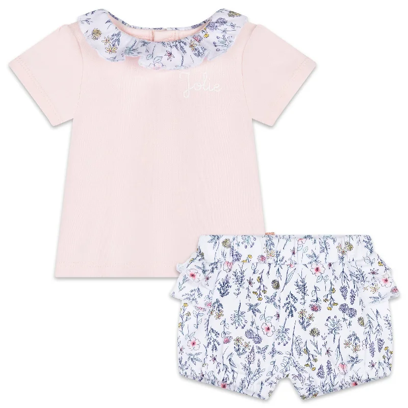 Carrément Beau T Shirt + Shorts Summer Newborn Pink White