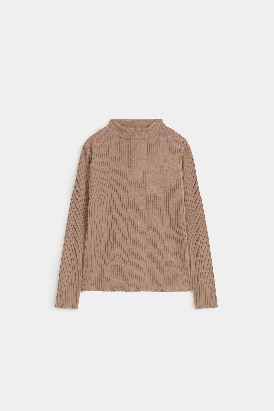 Basic Mock Neck Textured T-Shirt