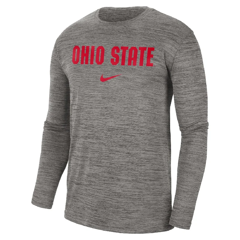 Ohio State Buckeyes Nike Team Issue Velocity Authentic Gray Long Sleeve T-Shirt