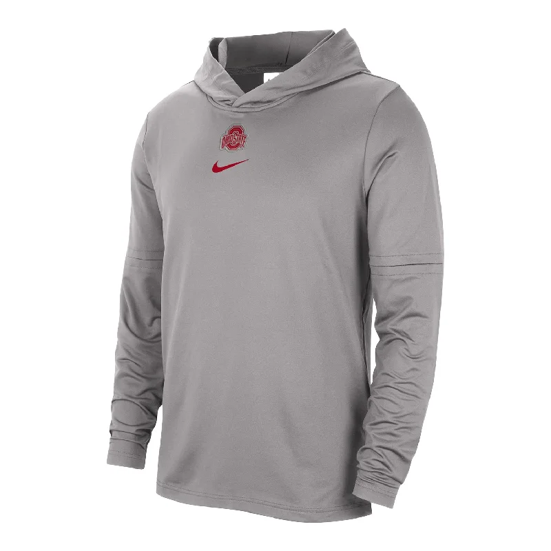 Ohio State Buckeyes Nike Dri-Fit Player Hooded Long Sleeve Gray T-Shirt