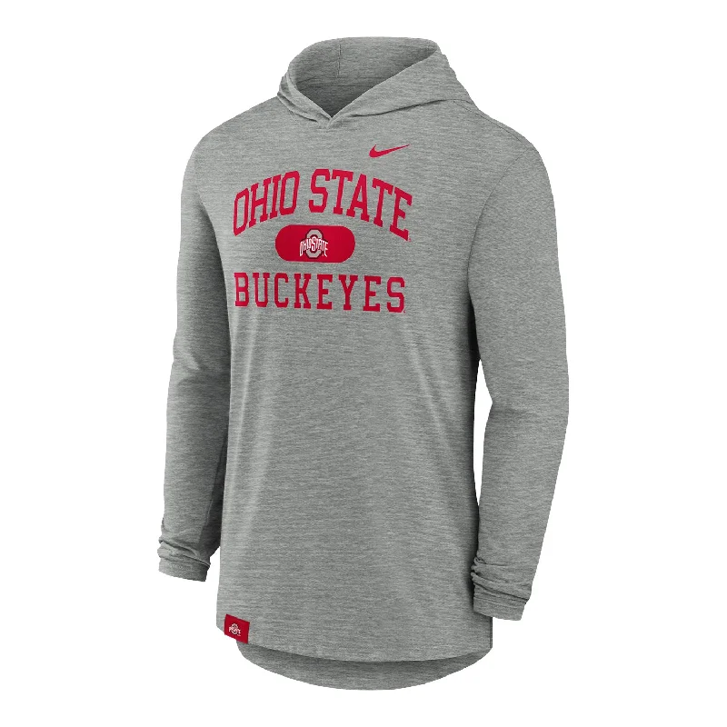 Ohio State Buckeyes Nike Dri-FIT Wordmark Long Sleeve Hooded T-Shirt