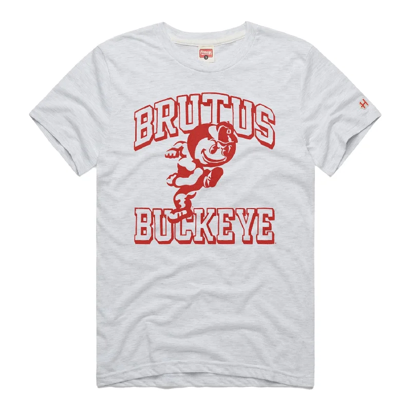 Ohio State Buckeyes Running Brutus The Buckeye Gray T-Shirt