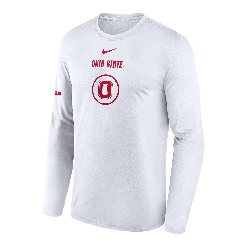 Ohio State Buckeyes Nike Practice Block O Long Sleeve White T-Shirt