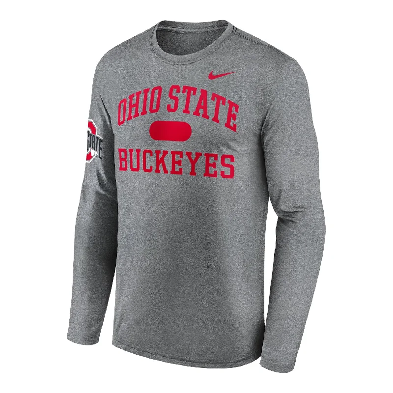 Ohio State Buckeyes Nike Wordmark Gray Long Sleeve T-Shirt