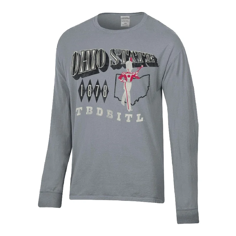 Ohio State Buckeyes TBDBITL Comfort Wash Gray Long Sleeve T-Shirt