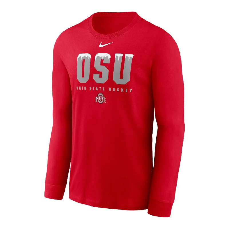 Ohio State Buckeyes Nike Top Shelf Hockey Long Sleeve Scarlet T-Shirt