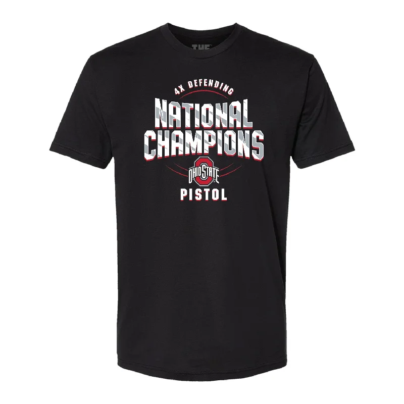 Ohio State Buckeyes Pistol 4X Defending National Champions T-Shirt