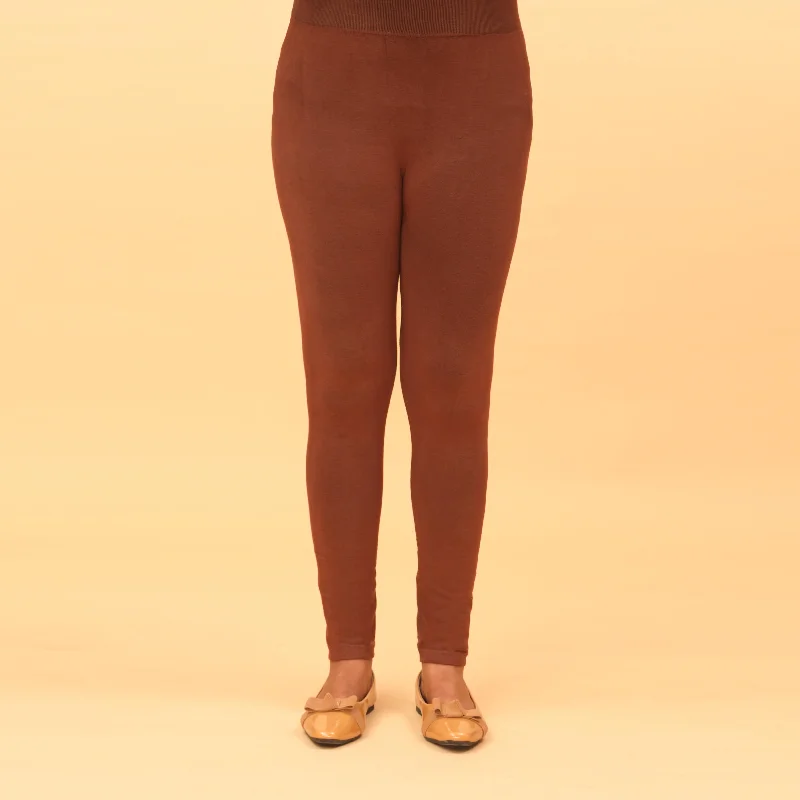 Brown Plain Jersey Tights PN2060