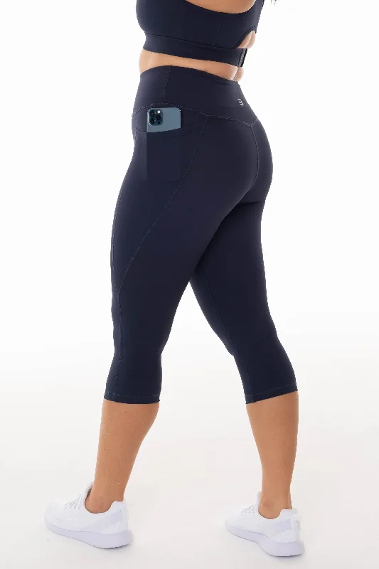 Endurance Midnight Navy High Rise 3/4 Pocket Leggings