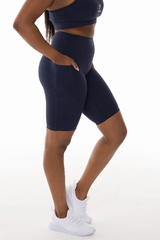 High Rise Midnight Navy Pocket Bike Shorts