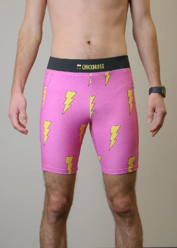 Men's Pink Bolts 8" Half Tights