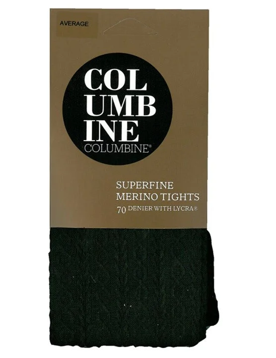 Columbine 1447 Cable Rib Superfine Merino Tights Black