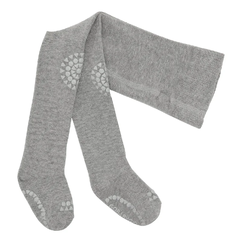 Non-slip crawling tights with grip for babies and toddlers - organic cotton Mini - Grey Melange