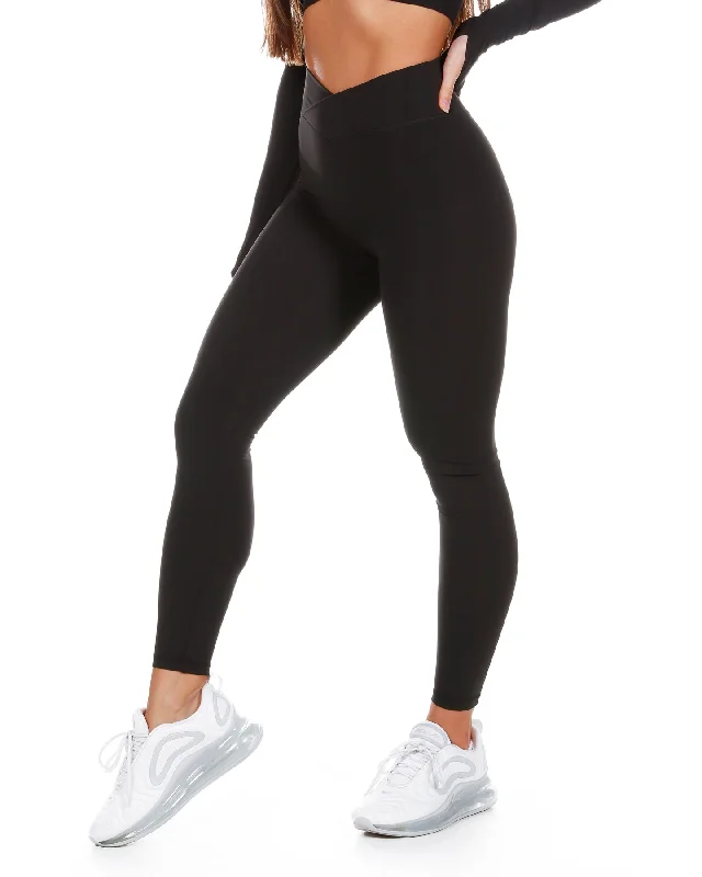 Cross Over Leggings - Black