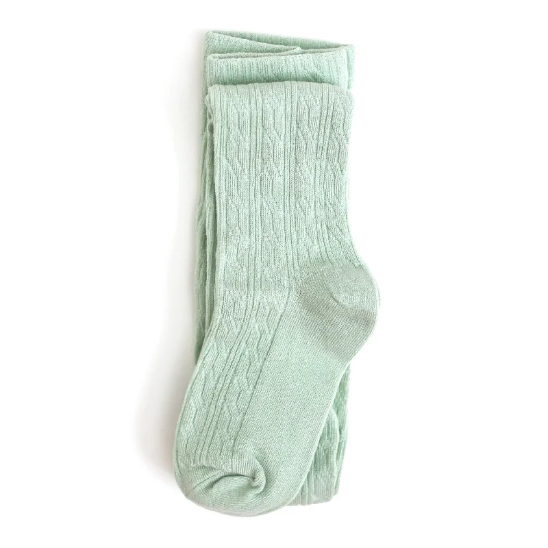 Mint Cable Knit Tights