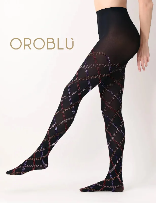 Oroblu Fur Tartan Tight Black/Violet