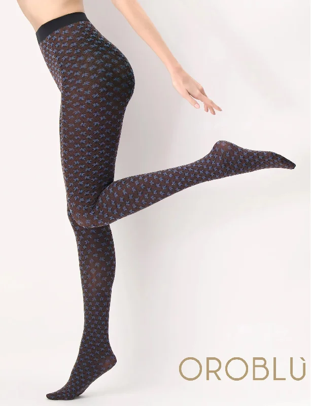 Oroblu Tiny Patterns Tights Chocolate/Ocean VOBC67905