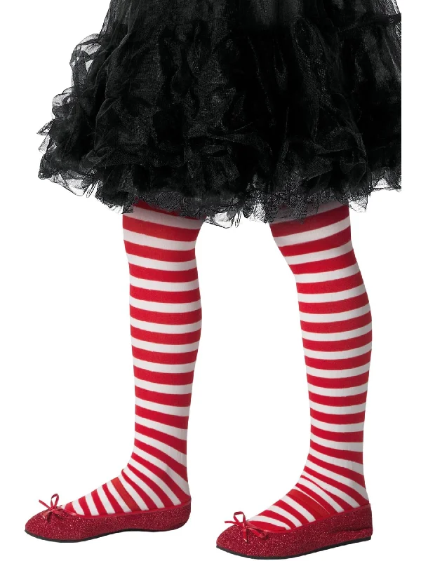 Striped Tights, Childs, Red & White