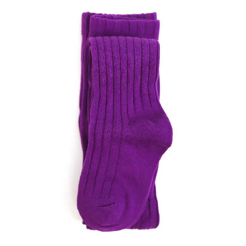 Ribbed Knit Tights - Violet