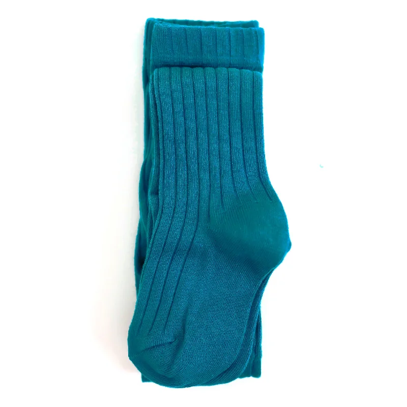 Ribbed Knit Tights - Teal