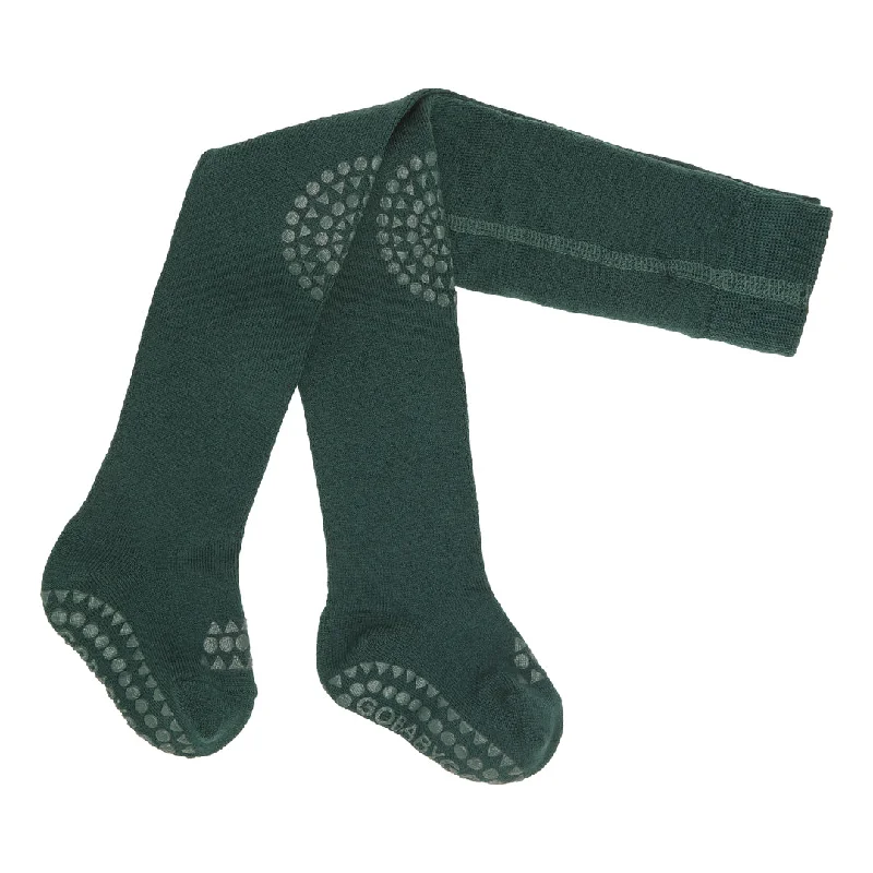 Non-slip crawling tights with grip for babies and toddlers - Merino Wool - Forest Green