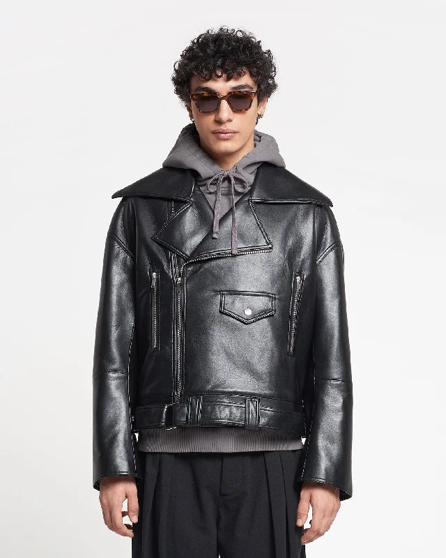 Berti - Regenerated Leather Jacket - Black