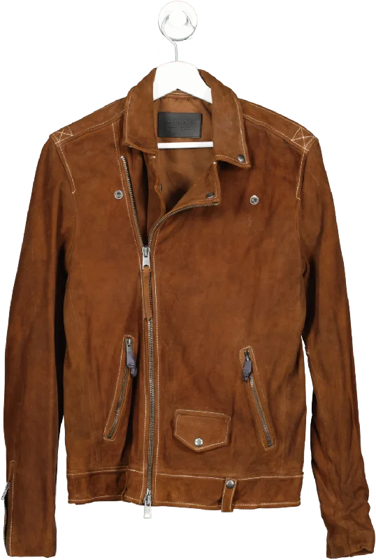 All Saints Men's Brown 'milo' Suede Jacket UK XS