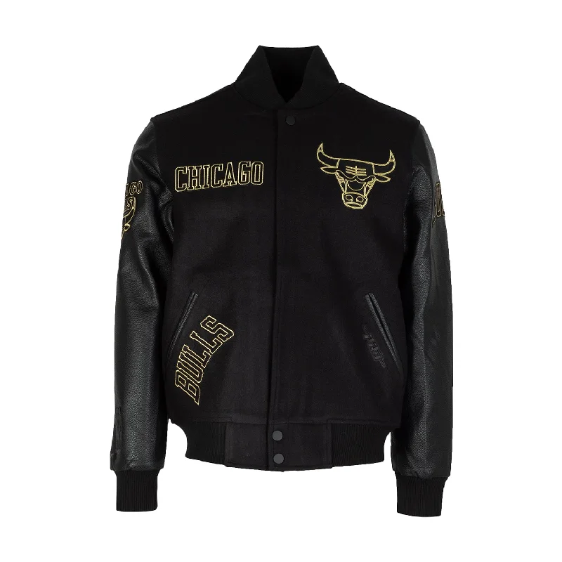 Bulls Black Gold Varsity Jacket - Mens