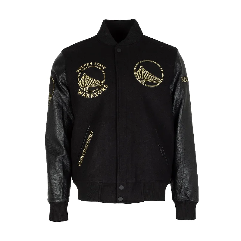 Warriors Black Gold Varsity Jacket - Mens