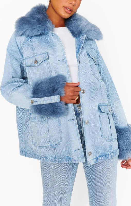 Copenhagen Jacket ~ Drift Indigo with Blue Faux Fur