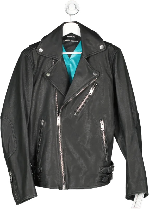 Diesel Black Cowhide Leather Limited Edition Jacket UK S