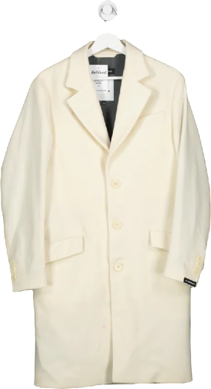 J.Lindenberg Cream Wool Overcoat UK XL