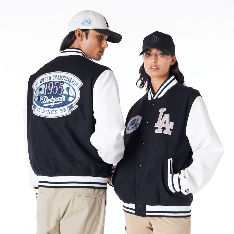 LA Dodgers MLB Patch Black Varsity Jacket