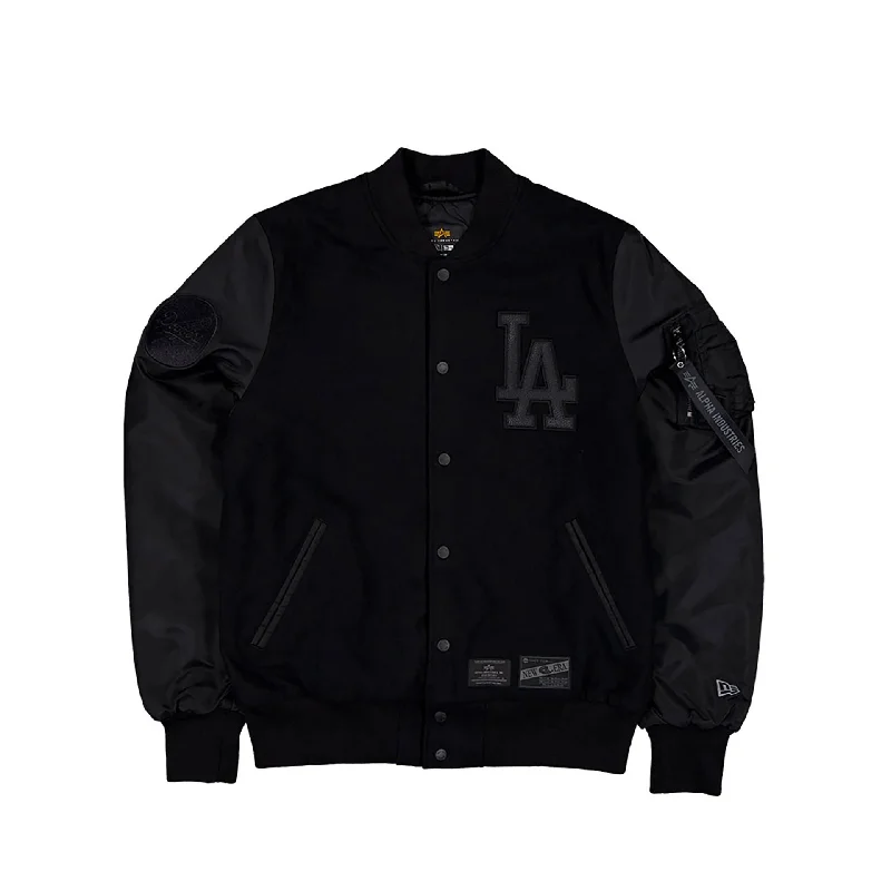 LA Dodgers MLB x Alpha Industries Black On Black Varsity Jacket