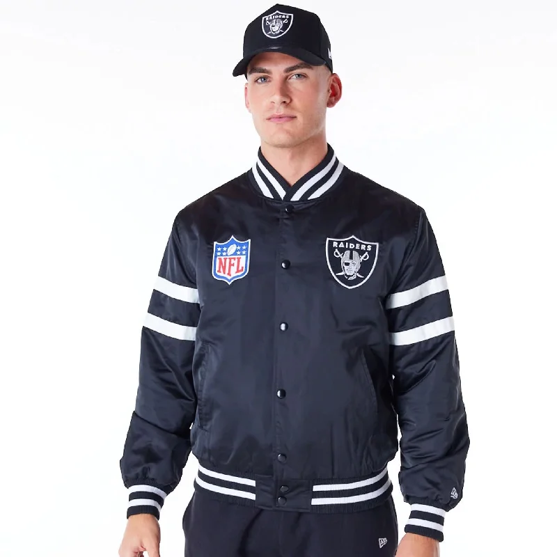 Las Vegas Raiders NFL Satin Black Bomber Jacket