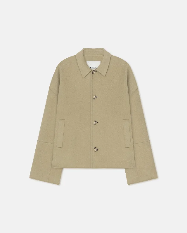 Marcin - Double Wool And Silk Blend Jacket - Pale Olive